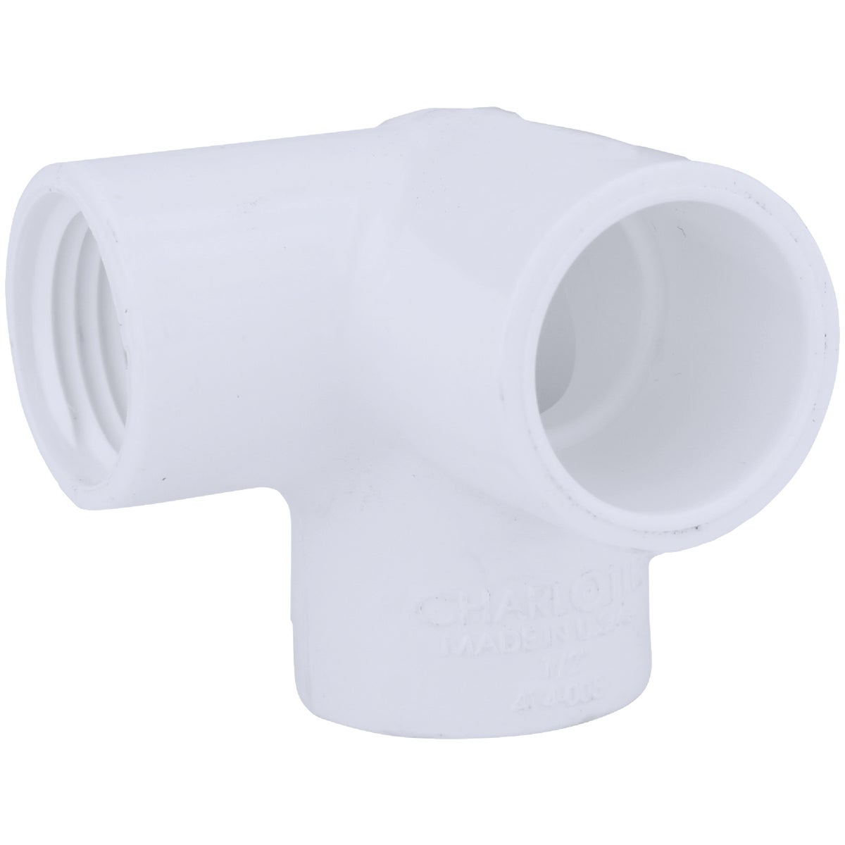 Charlotte Pipe 1/2 In. x 1/2 In. x 1/2 In. Schedule 40 with Side Inlet PVC Elbow 414409