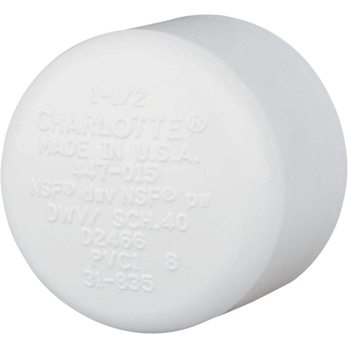 Charlotte Pipe 1-1/2 In. Schedule 40 Pressure Slip PVC Cap 441613