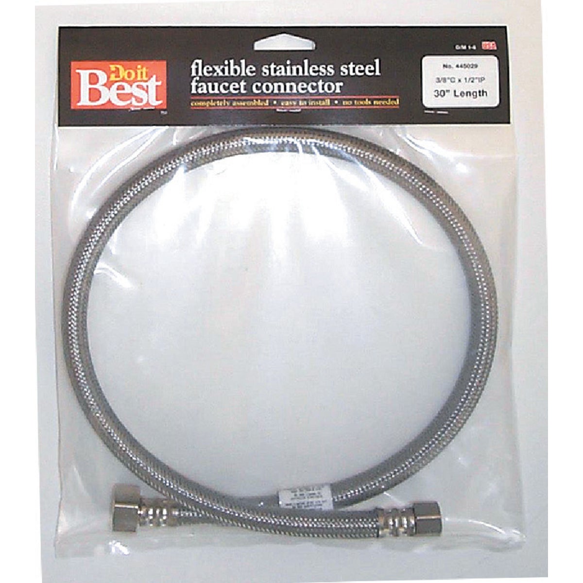 Do it Best 3/8 In. C X 1/2 In. F X 30 In. L Stainless Steel Faucet Connector 445029