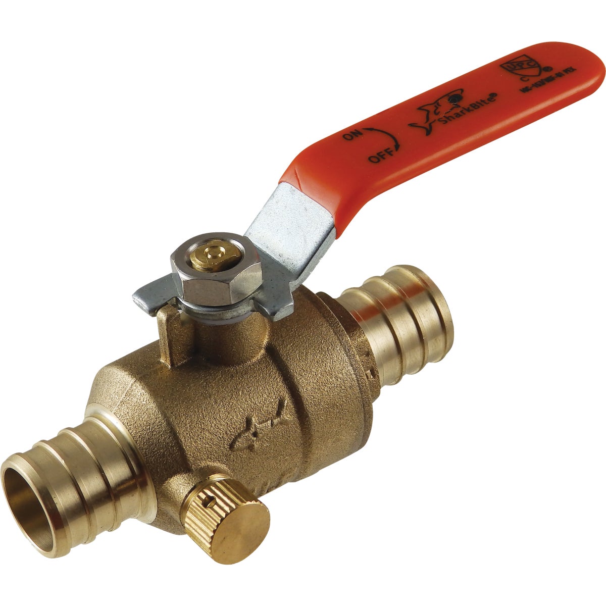 SharkBite Brass Barb Ball Valve With Drain 461660