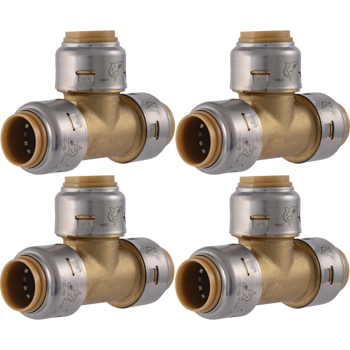 SharkBite 1/2 In. x 1/2 In. x 1/2 In. Brass Push-to-Connect Tee (4-Pack)