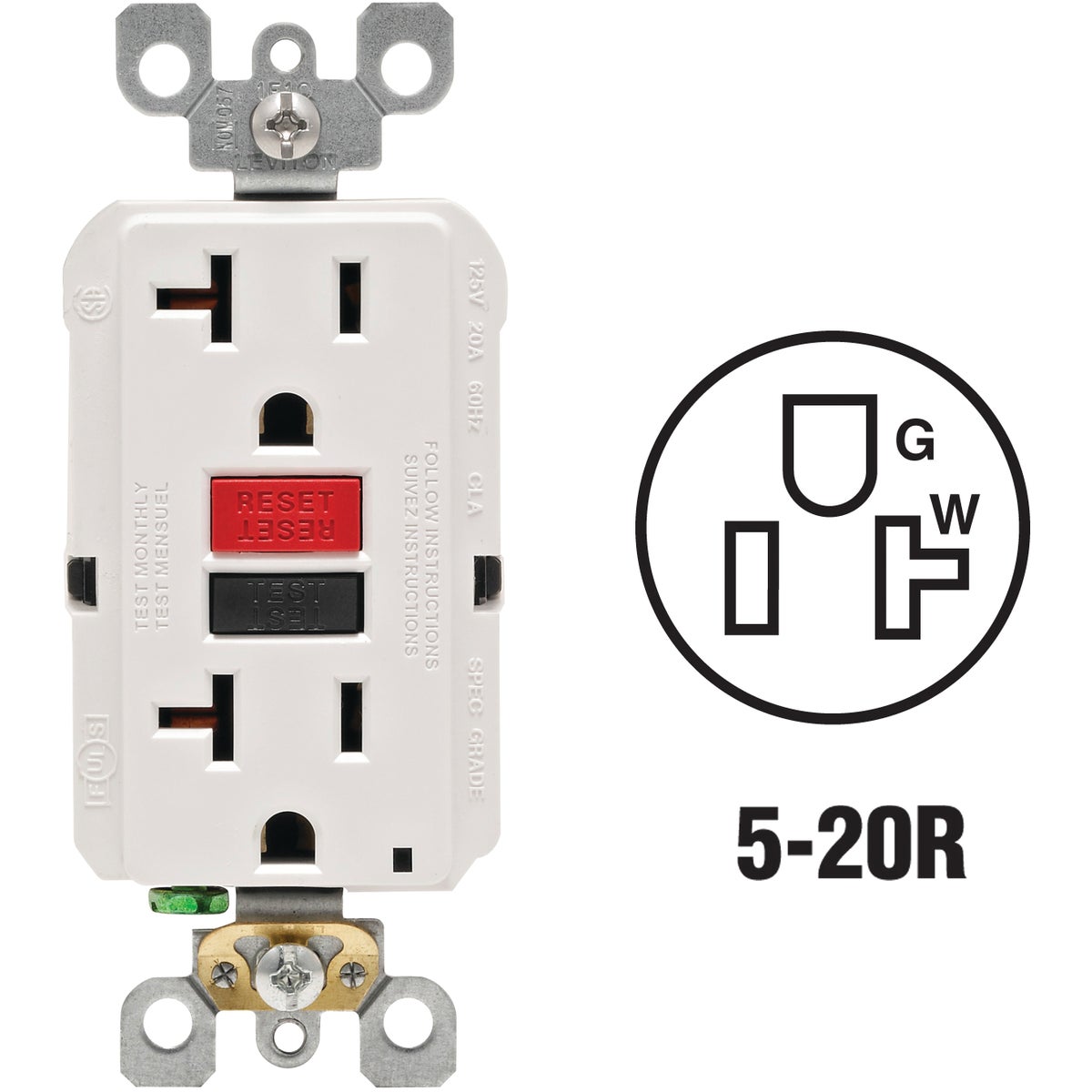 20A WH SLFTS GFCI OUTLET