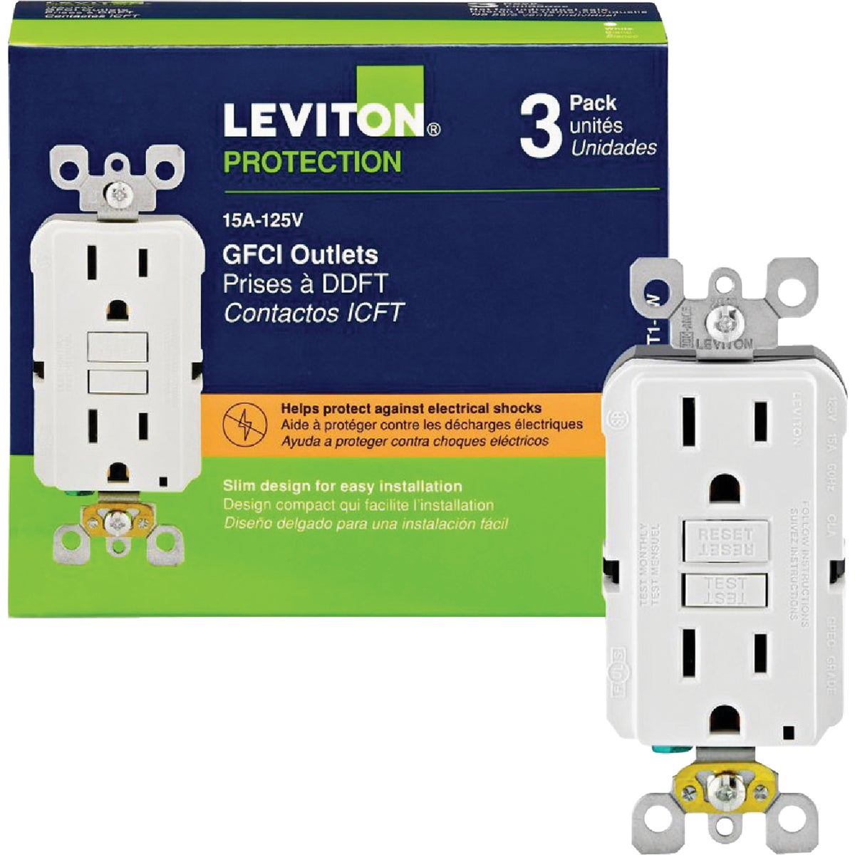 3PK 15A WH SLFTST OUTLET