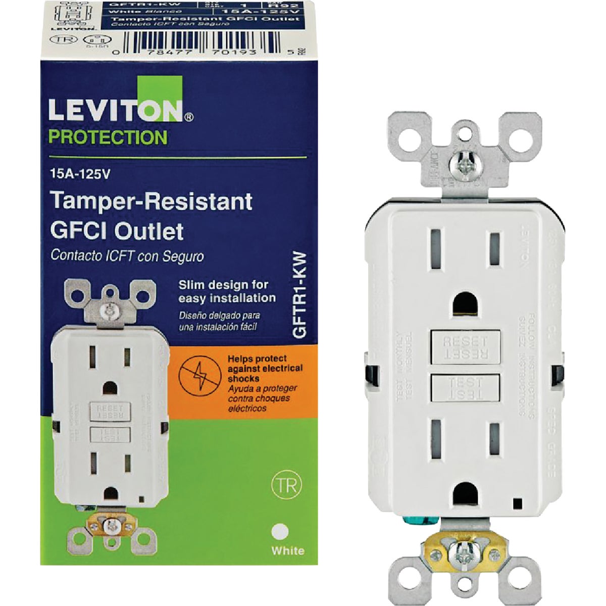 15A WHT TMPR GFCI OUTLET
