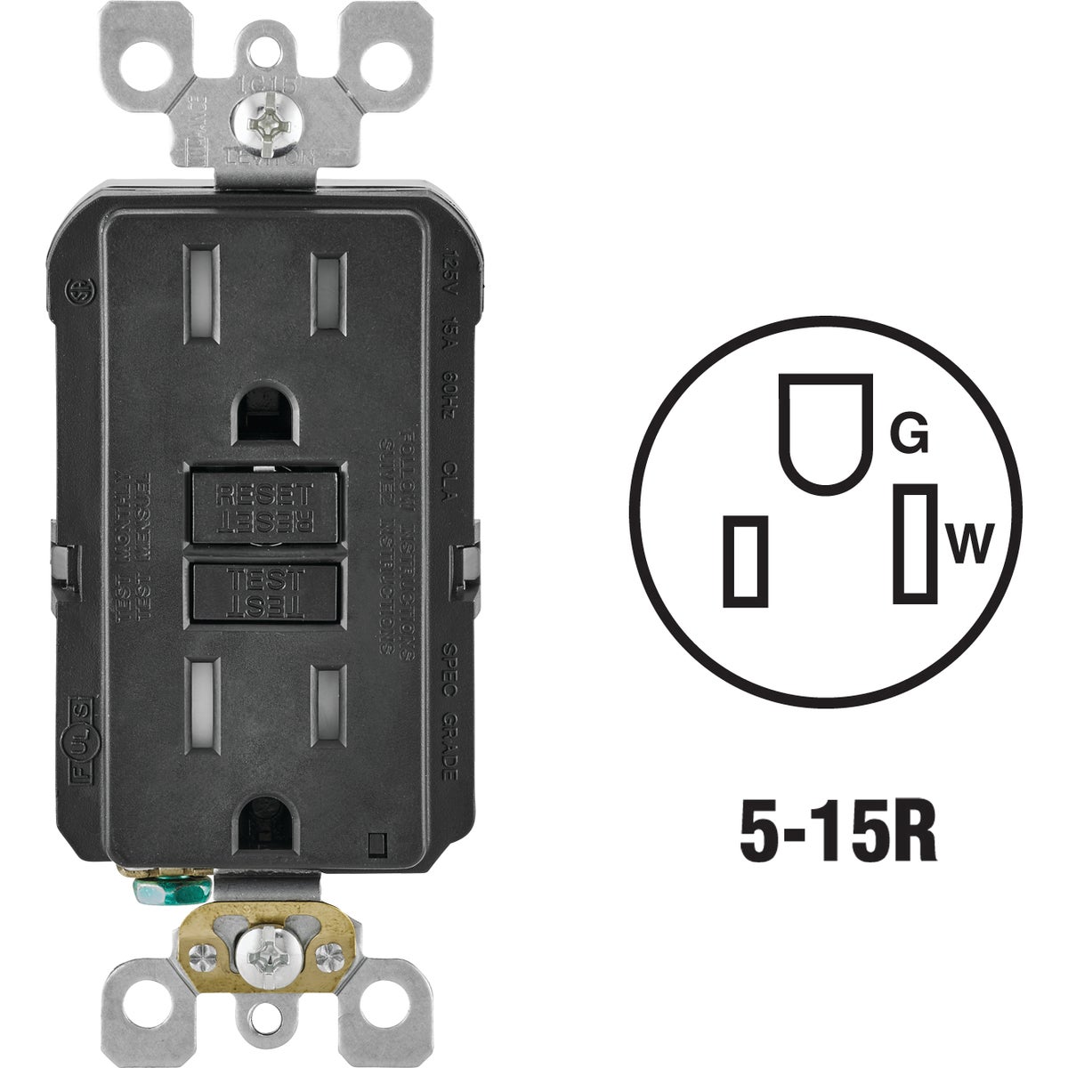 15A BLK TMPR GFCI OUTLET