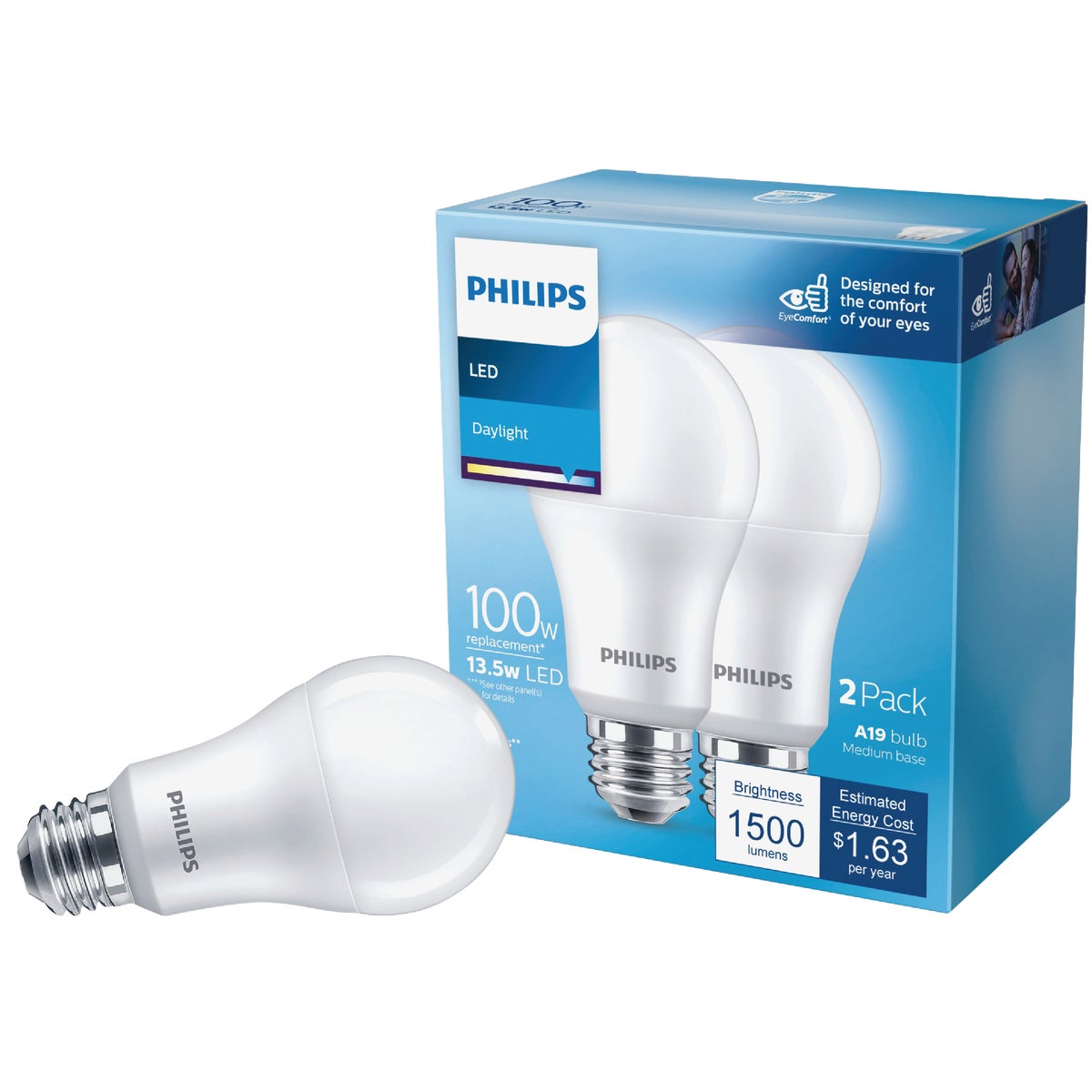 2PK 100W A19 DL LED BULB