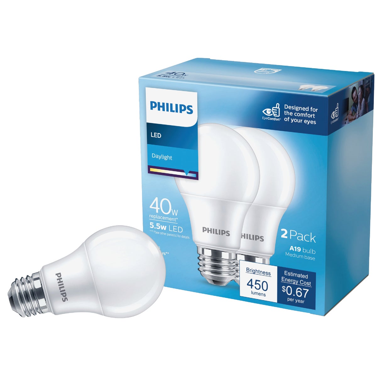 2PK 40W A19 DL LED BULB