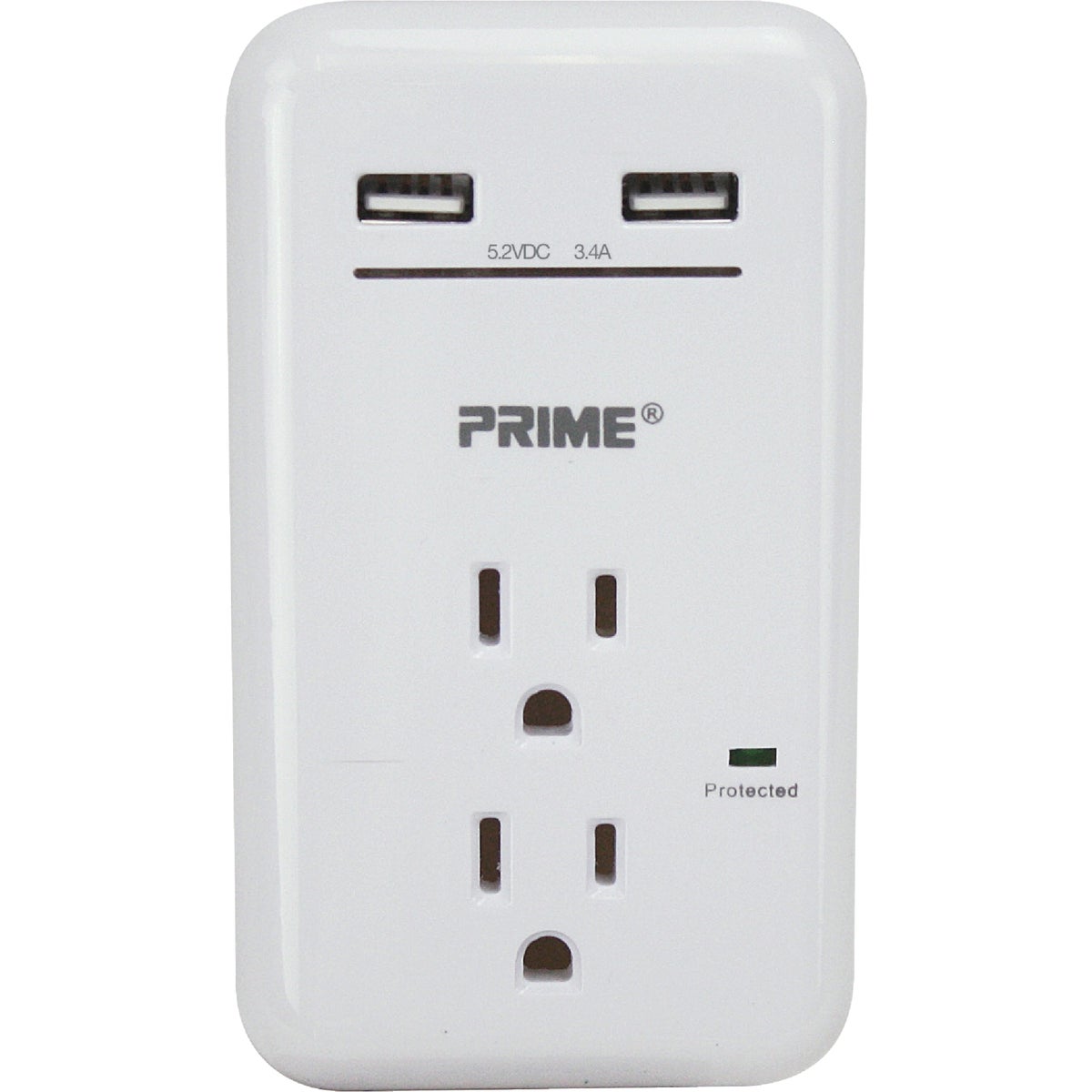 2 OUTLET SURGE TAP W/USB