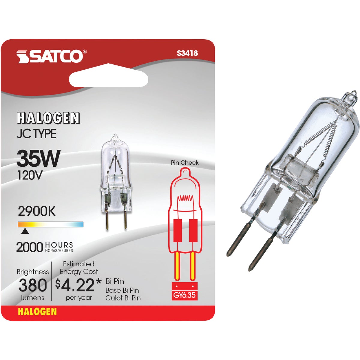 35W T4 HALOGEN CLR BULB