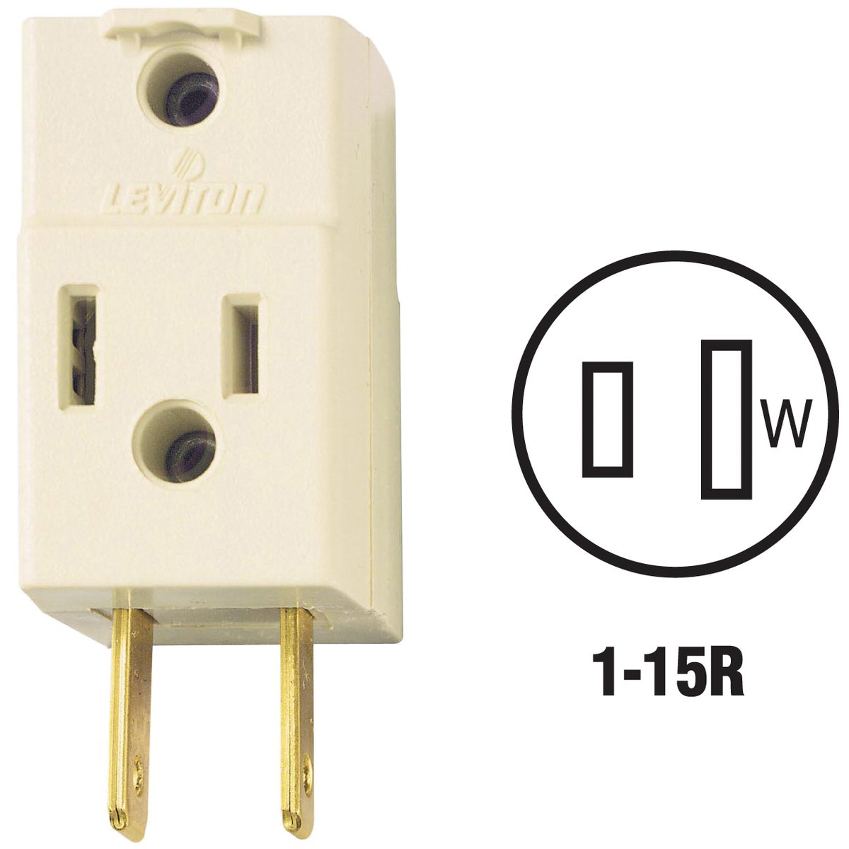 Leviton Ivory 15A 3-Outlet Cube Tap 502588