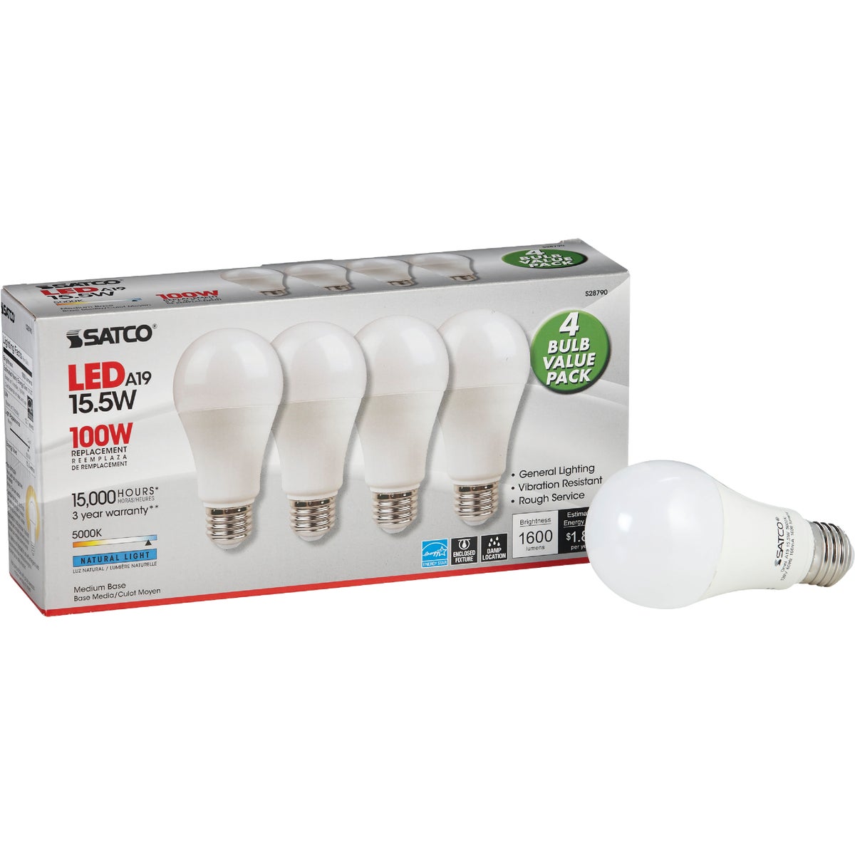 4PK 15.5W A19NL LED BULB