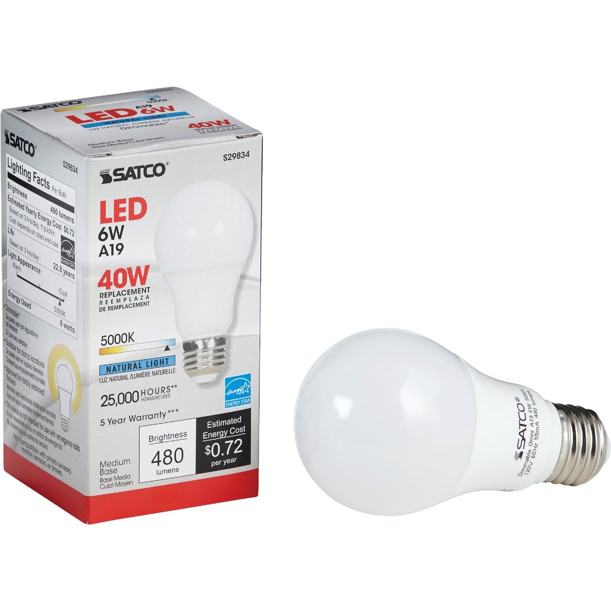 6W A19 NL MED LED BULB