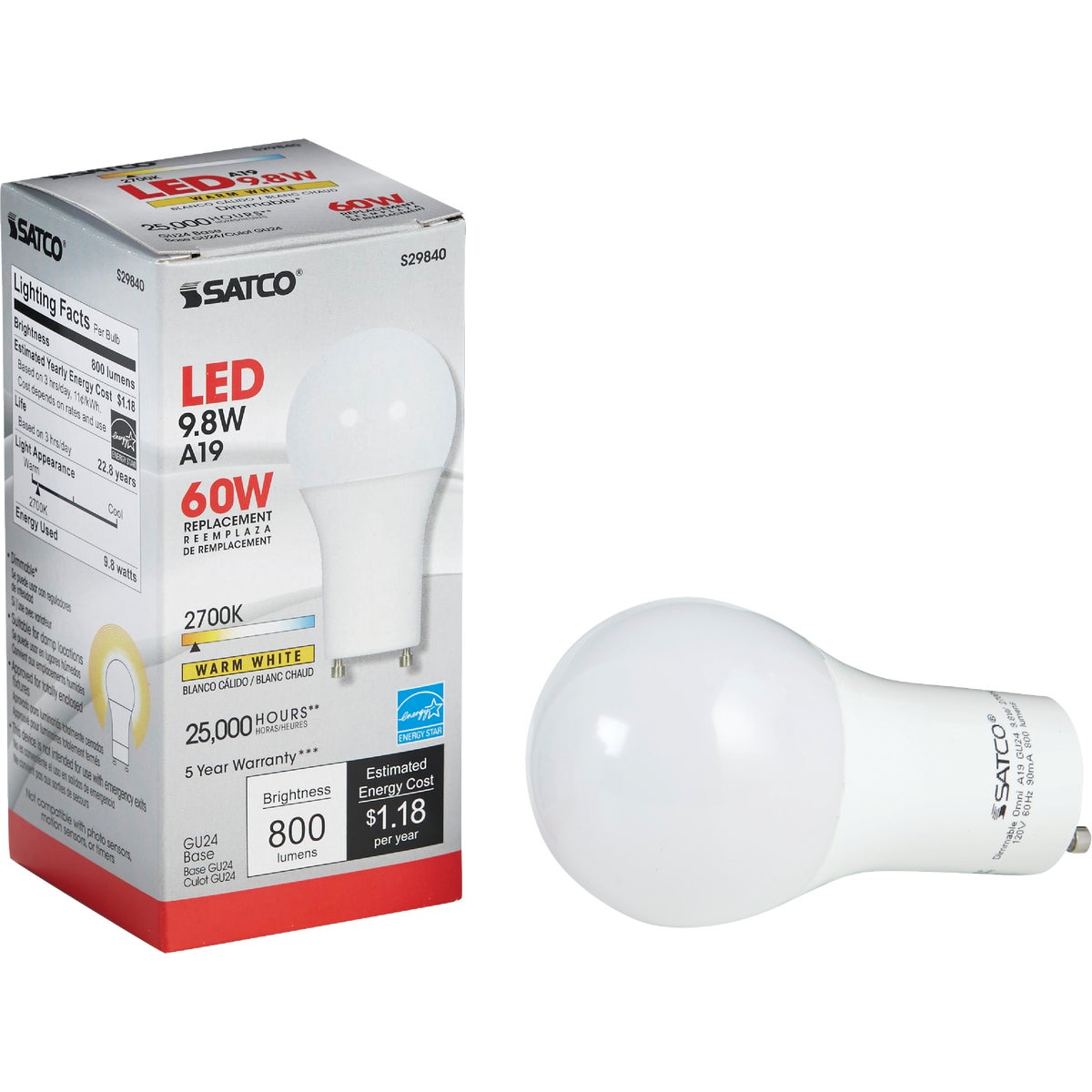 9.8W A19 WWGU24 LED BULB