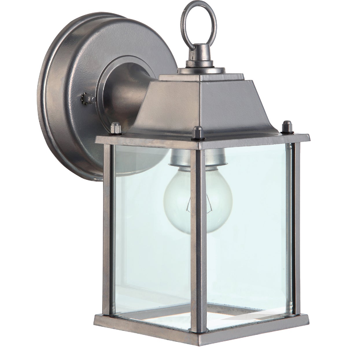 Home Impressions 100W Incandescent Brushed Nickel Lantern Outdoor Wall Light Fixture 503253