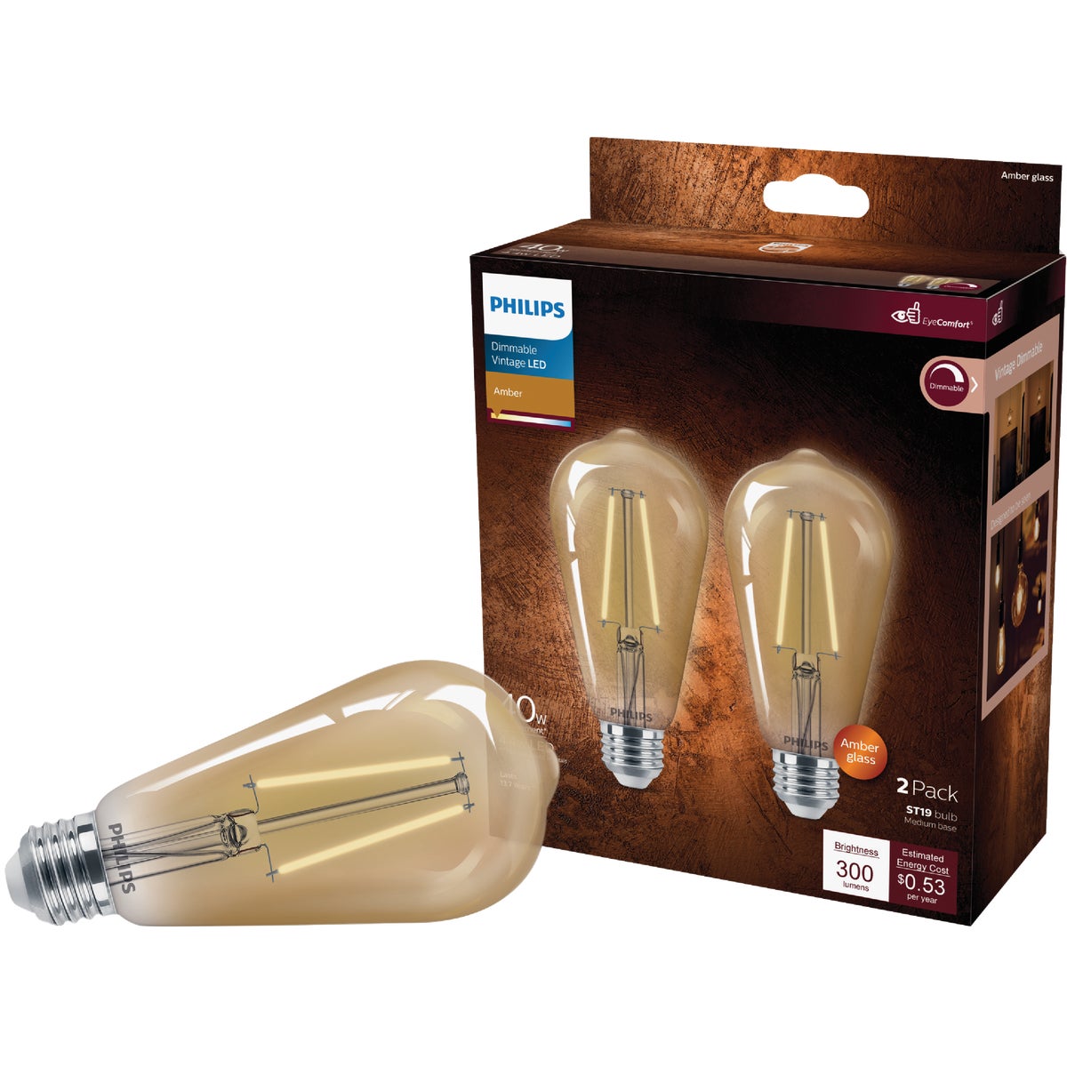 2PK 40W ST19VIN LED BULB