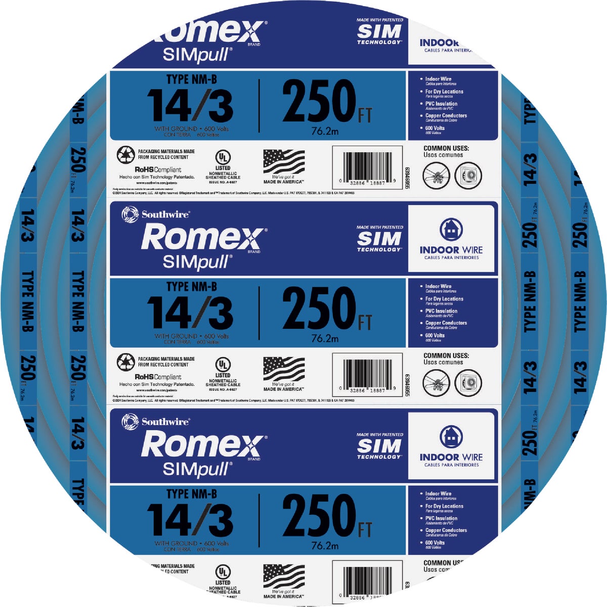 250 14-3 NMW/G WIRE