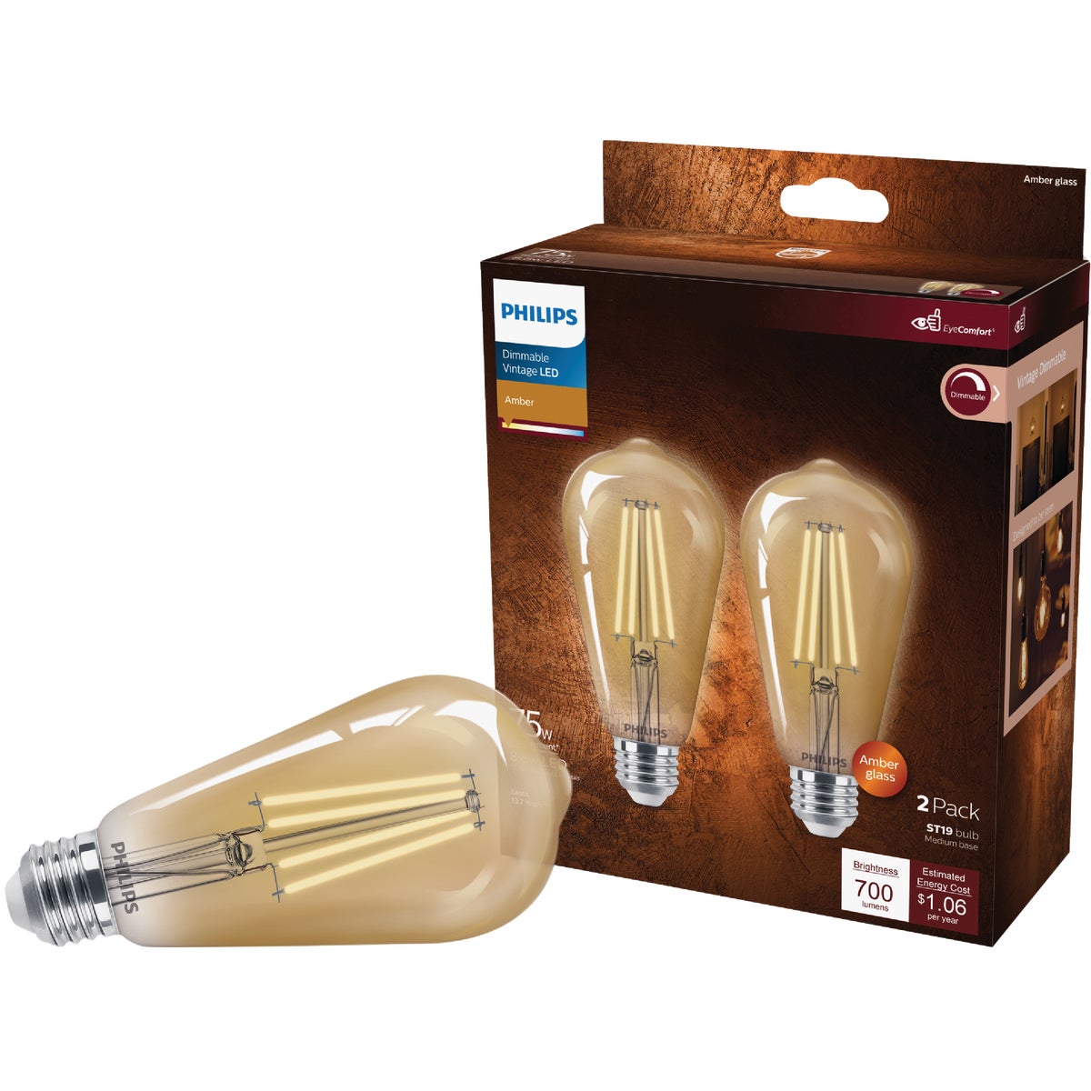 2PK 75W ST19VIN LED BULB