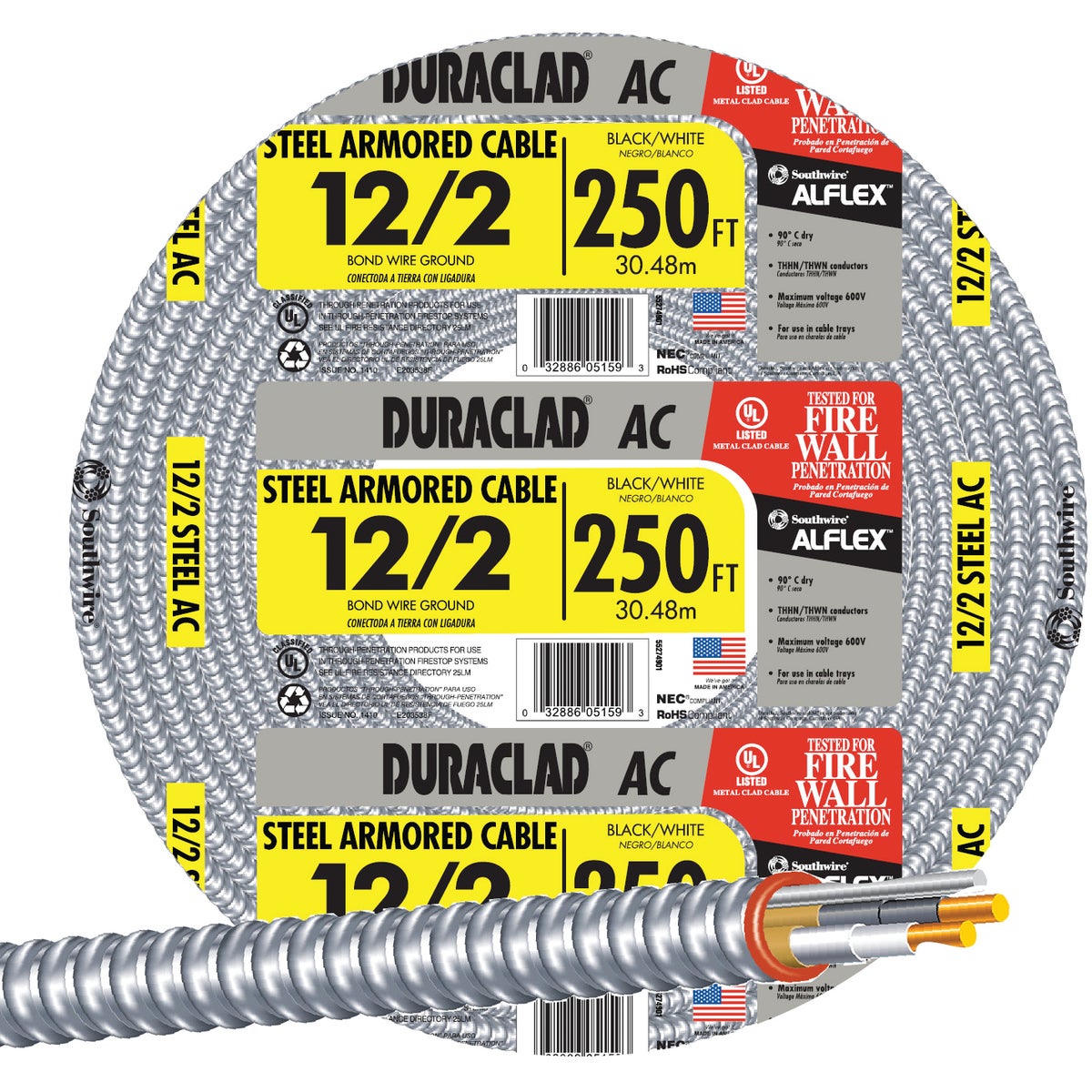 250 12/2 STL ARMR CABLE