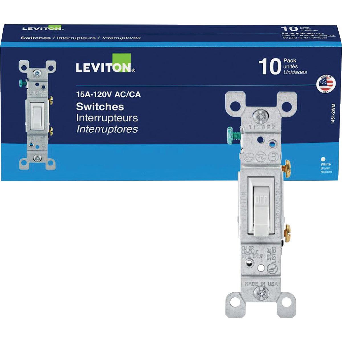 10PK WH S-POLE GRD SWTCH
