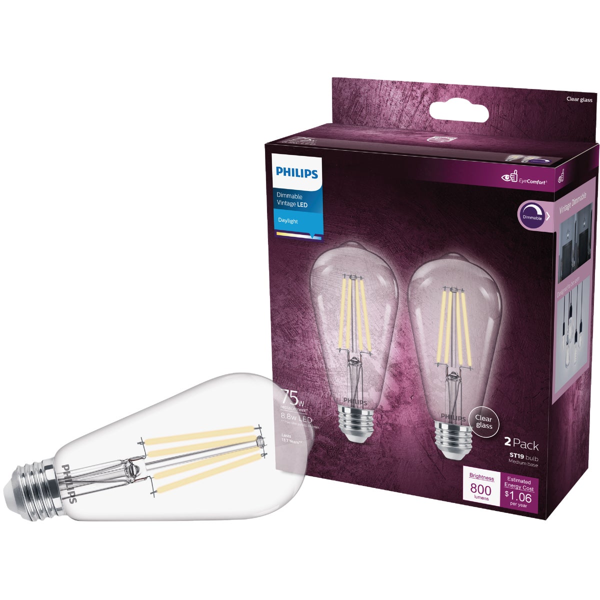 2PK 75W ST19DL LED BULB