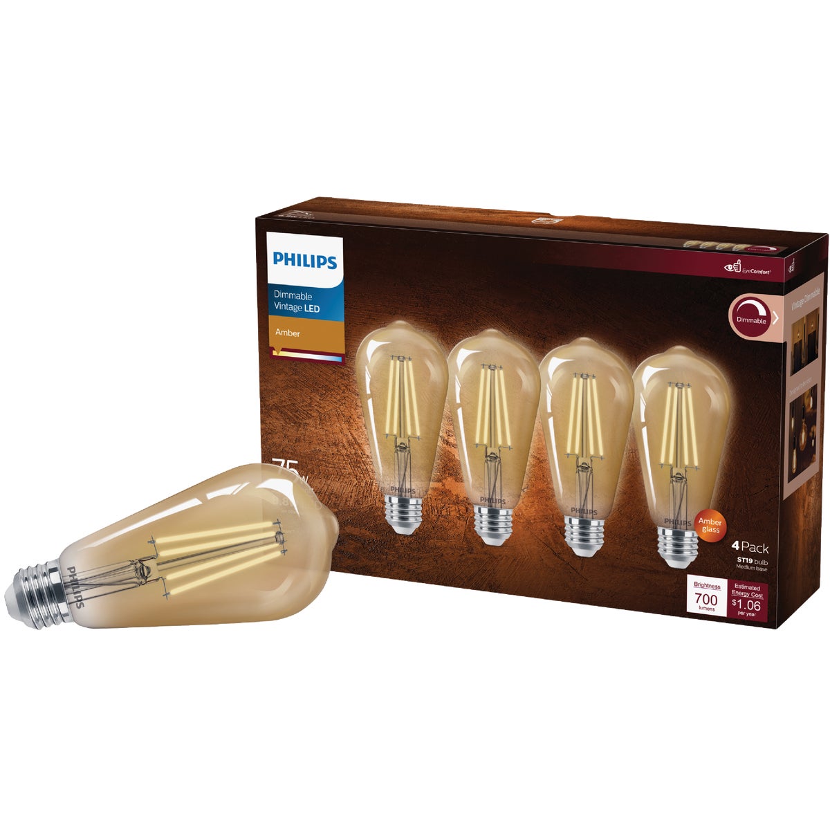 4PK 75W ST19AMB LED BULB