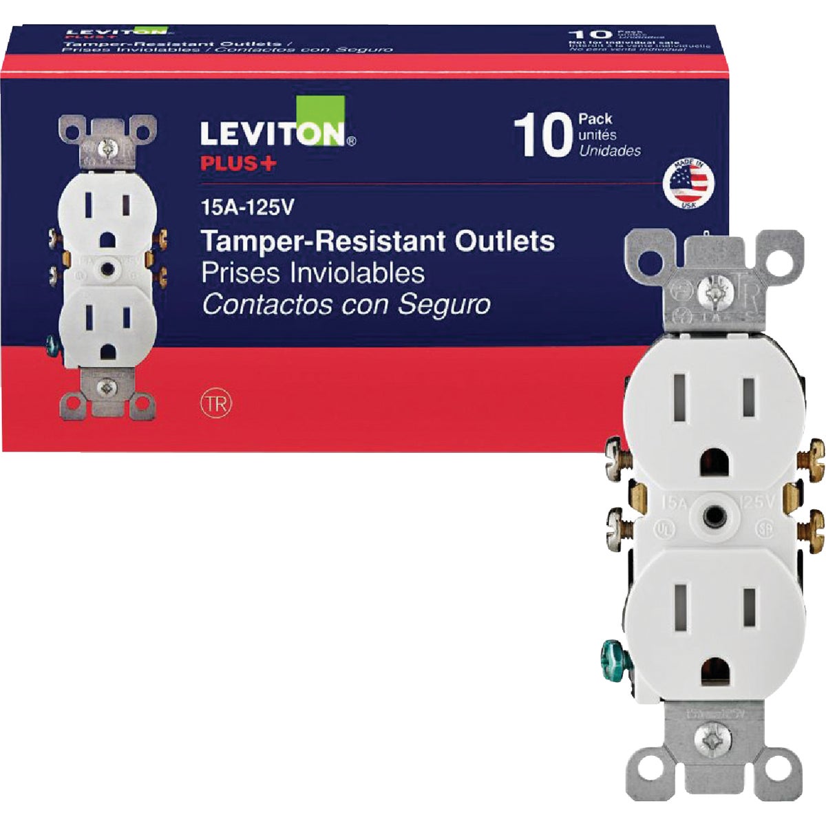 10PK 15A WHT TR OUTLET