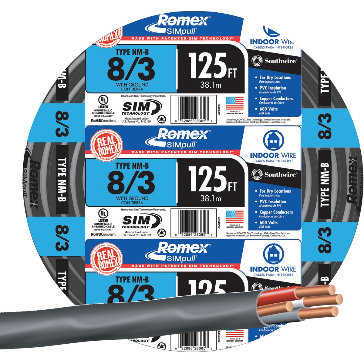 125 8-3 NMW/G WIRE