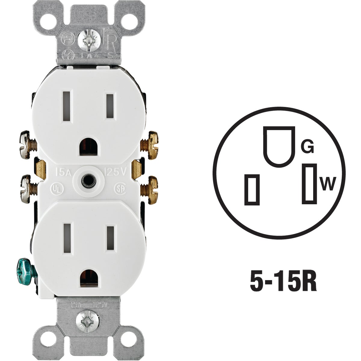 15A WHT TAMP RES OUTLET