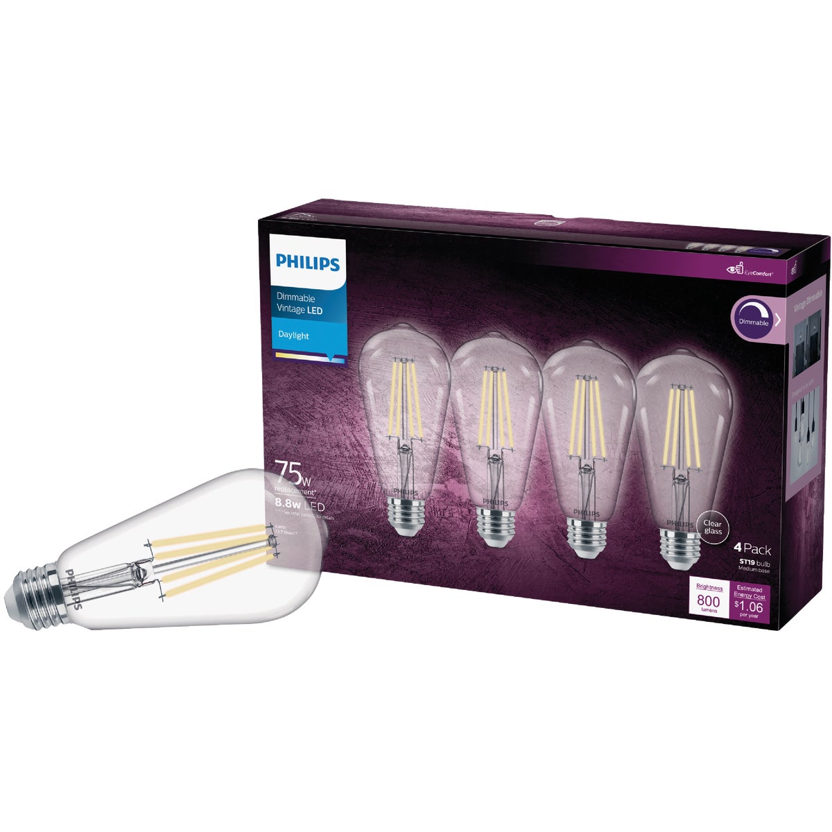 4PK 75W ST19DL LED BULB