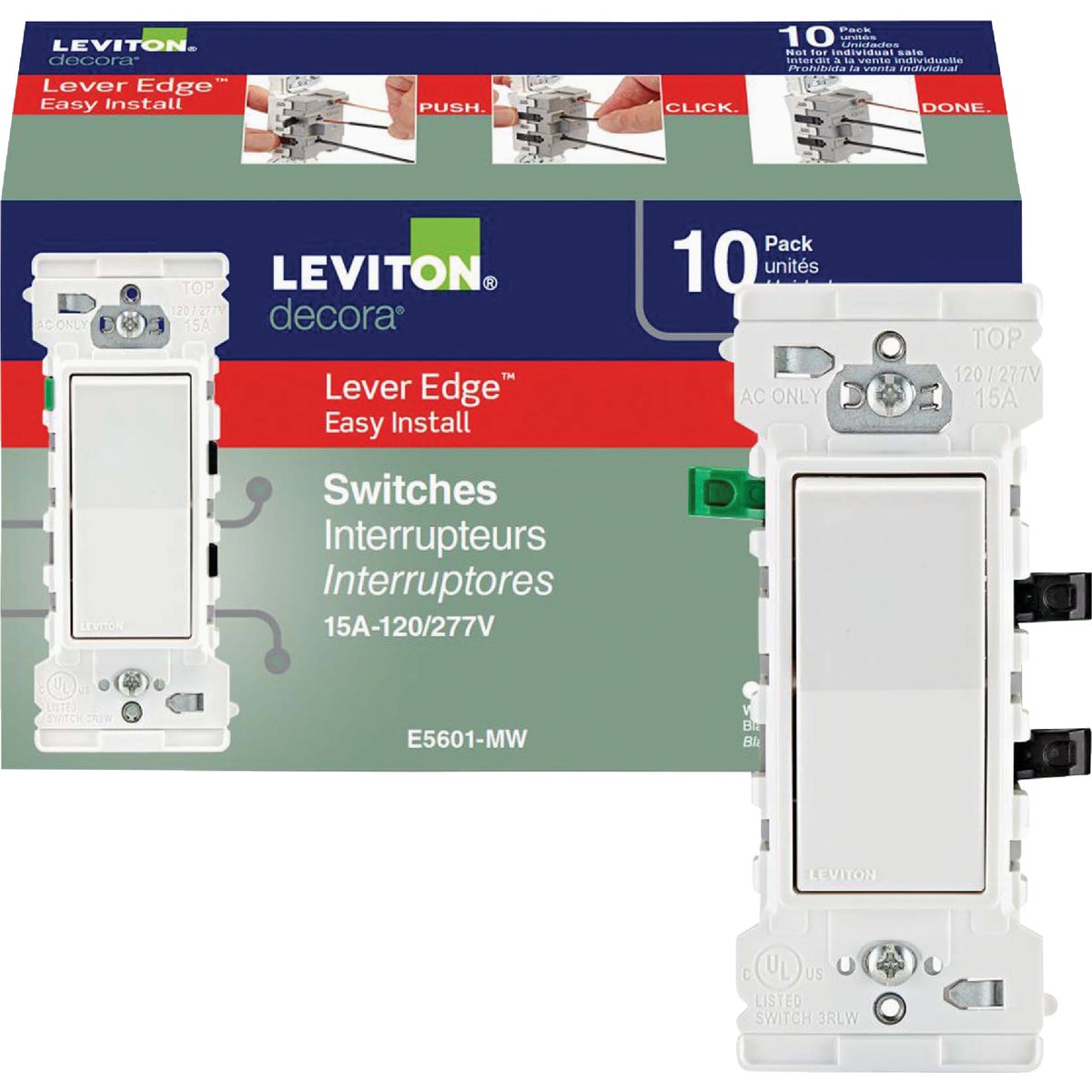 10PK WHT 15A 1PLE SWITCH