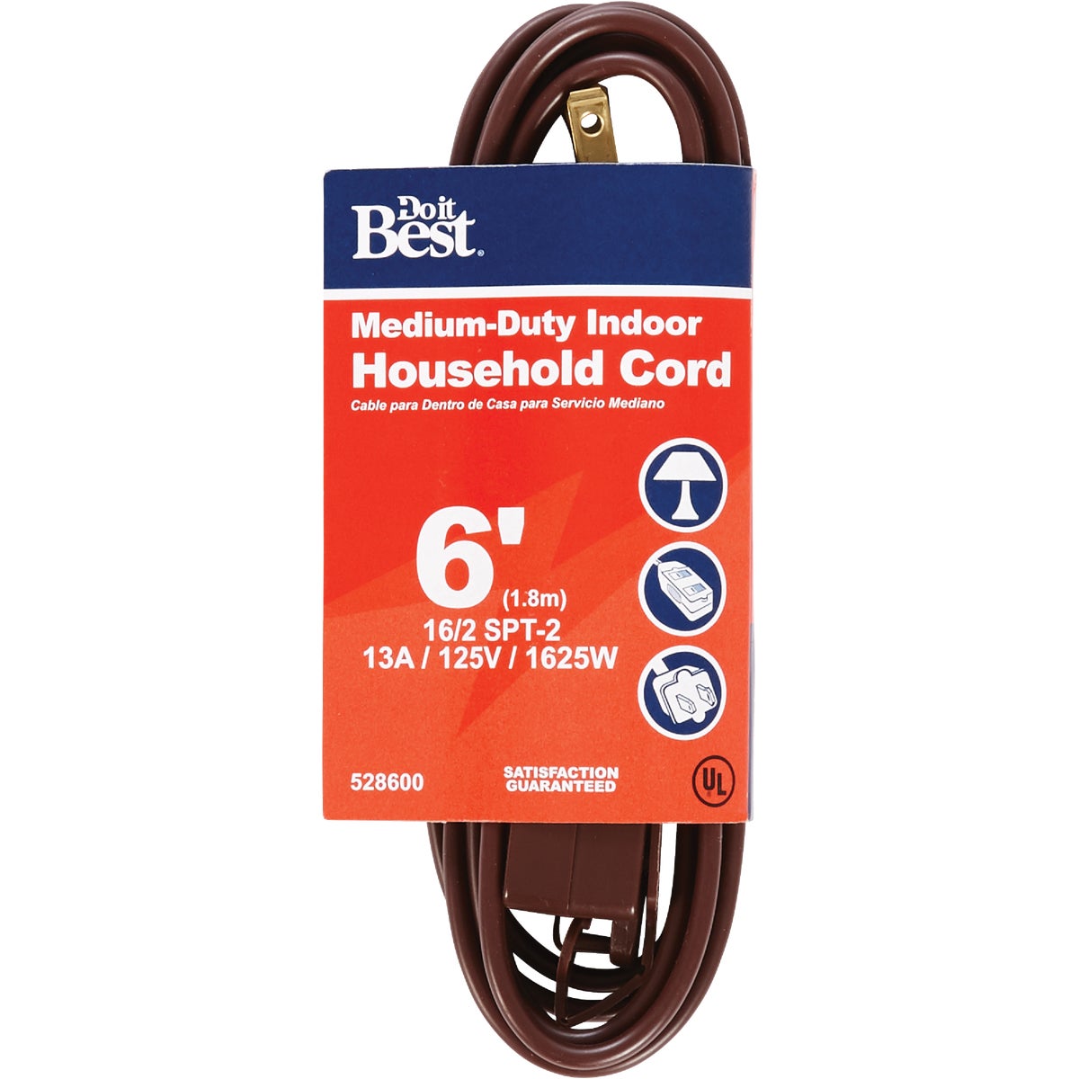 Do it Best 6 Ft. 16/2 Brown Cube Tap Extension Cord 528600