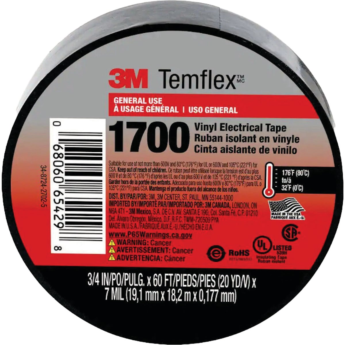 3/4"X60 VINYL ELEC TAPE