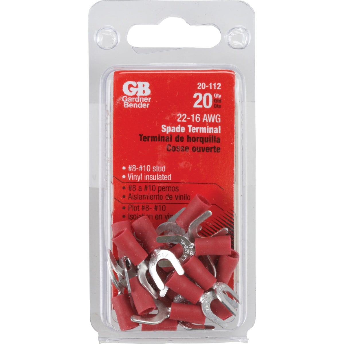 Gardner Bender 22 to 16 AWG #8 to #10 Yes Spade Terminal (20-Pack) 530034
