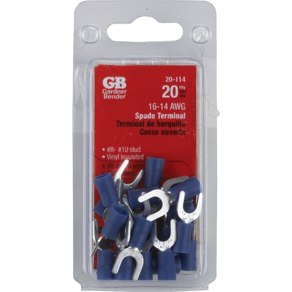 Gardner Bender 16 to 14 AWG #8 to #10 Yes Spade Terminal (20-Pack) 530050