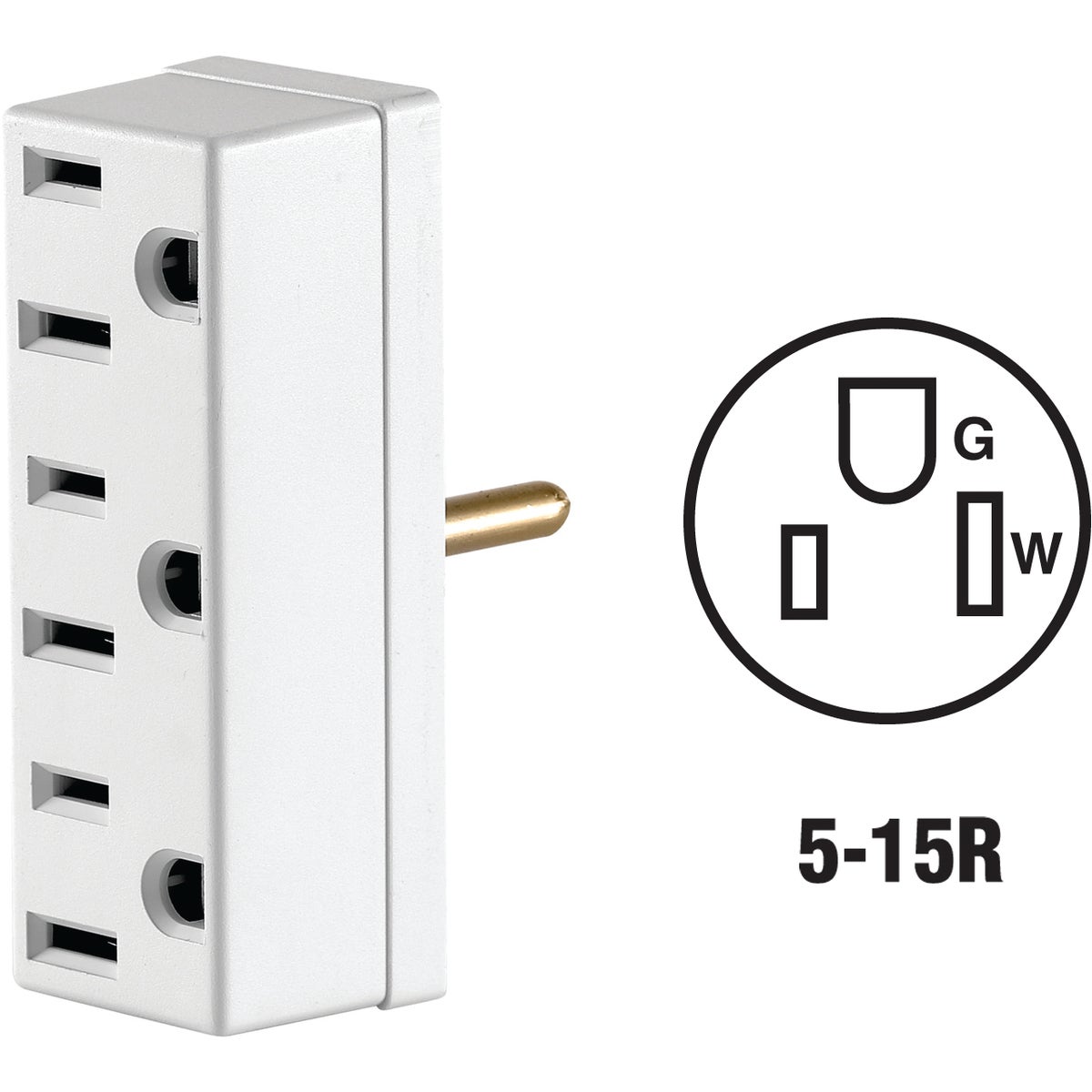 Leviton White 15A 3-Outlet Tap 530824