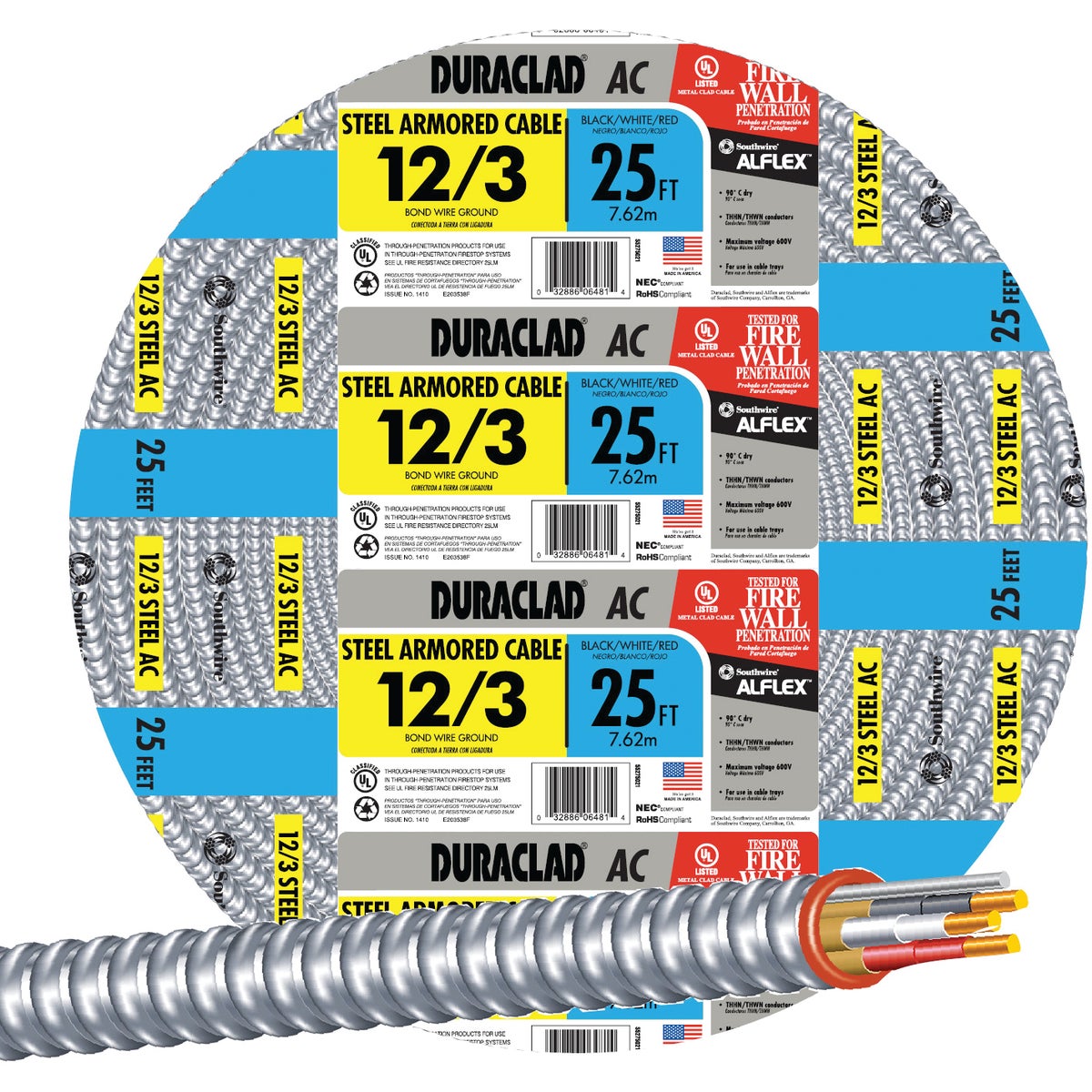 25 12/3 STL ARMOR CABLE