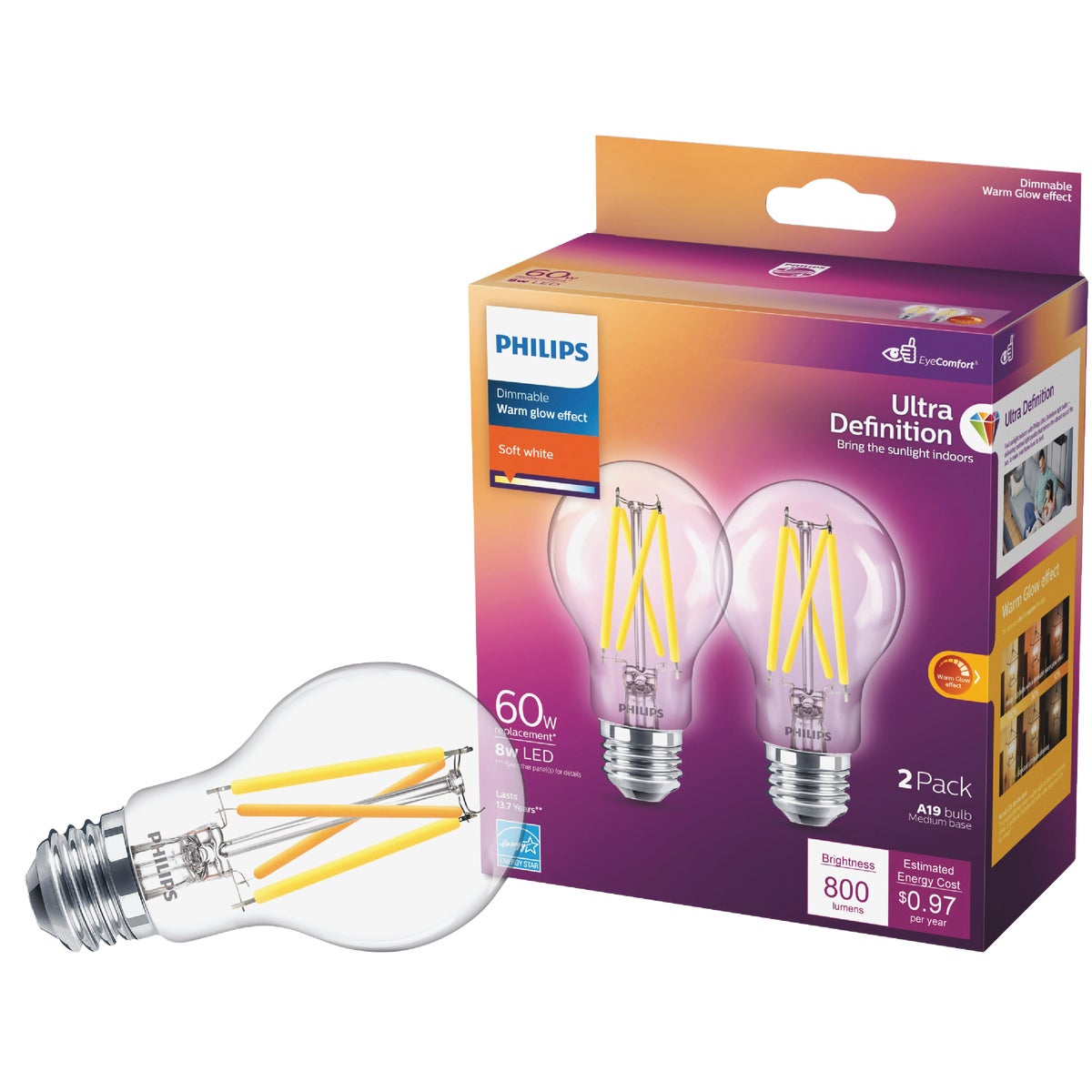 2PK 60W A19 WG LED BULB