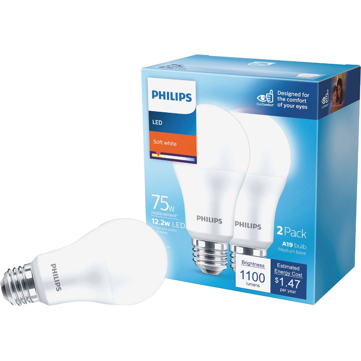 2PK 75W A19 SW LED BULB