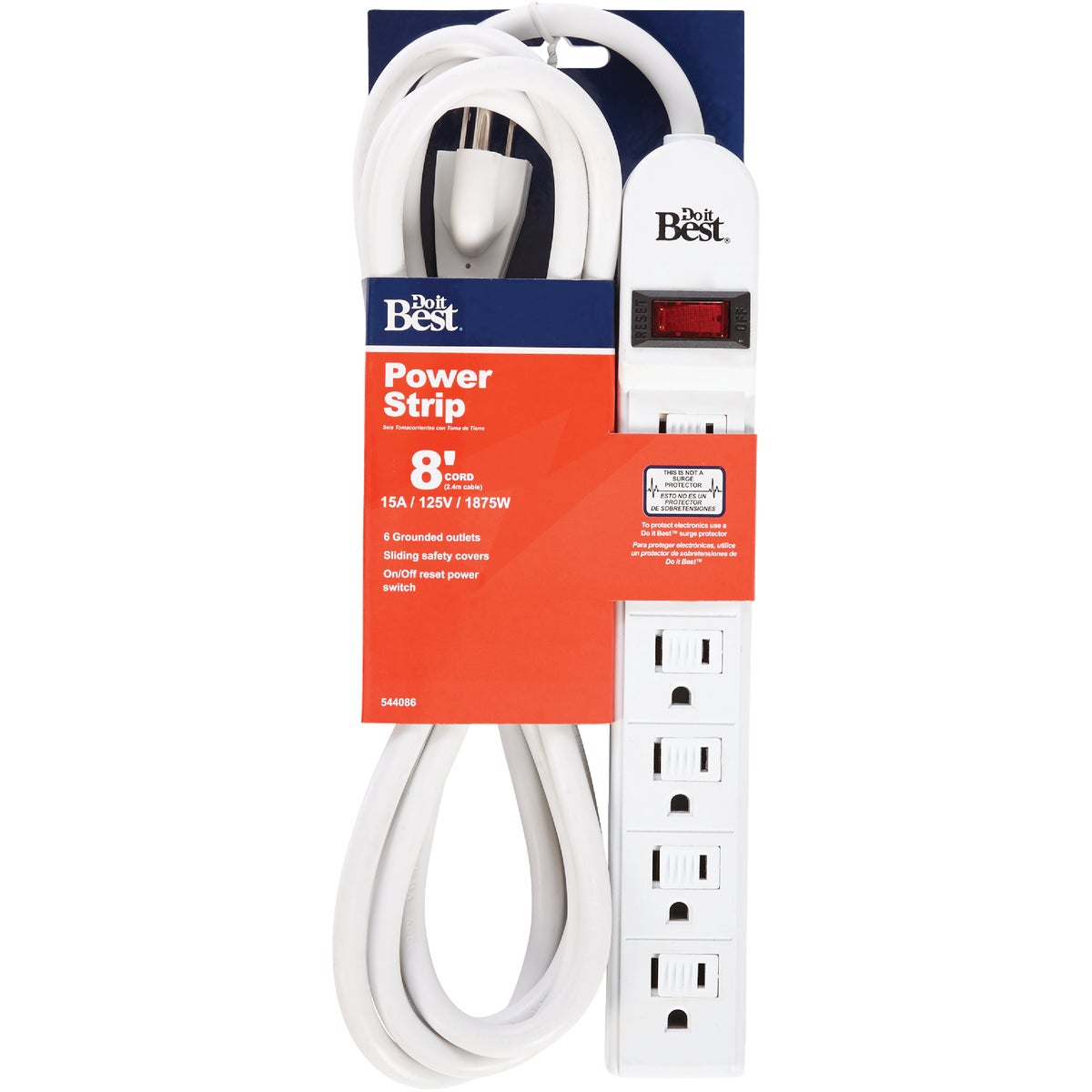 Do it Best Extra Reach 6-Outlet Power Strip 544086