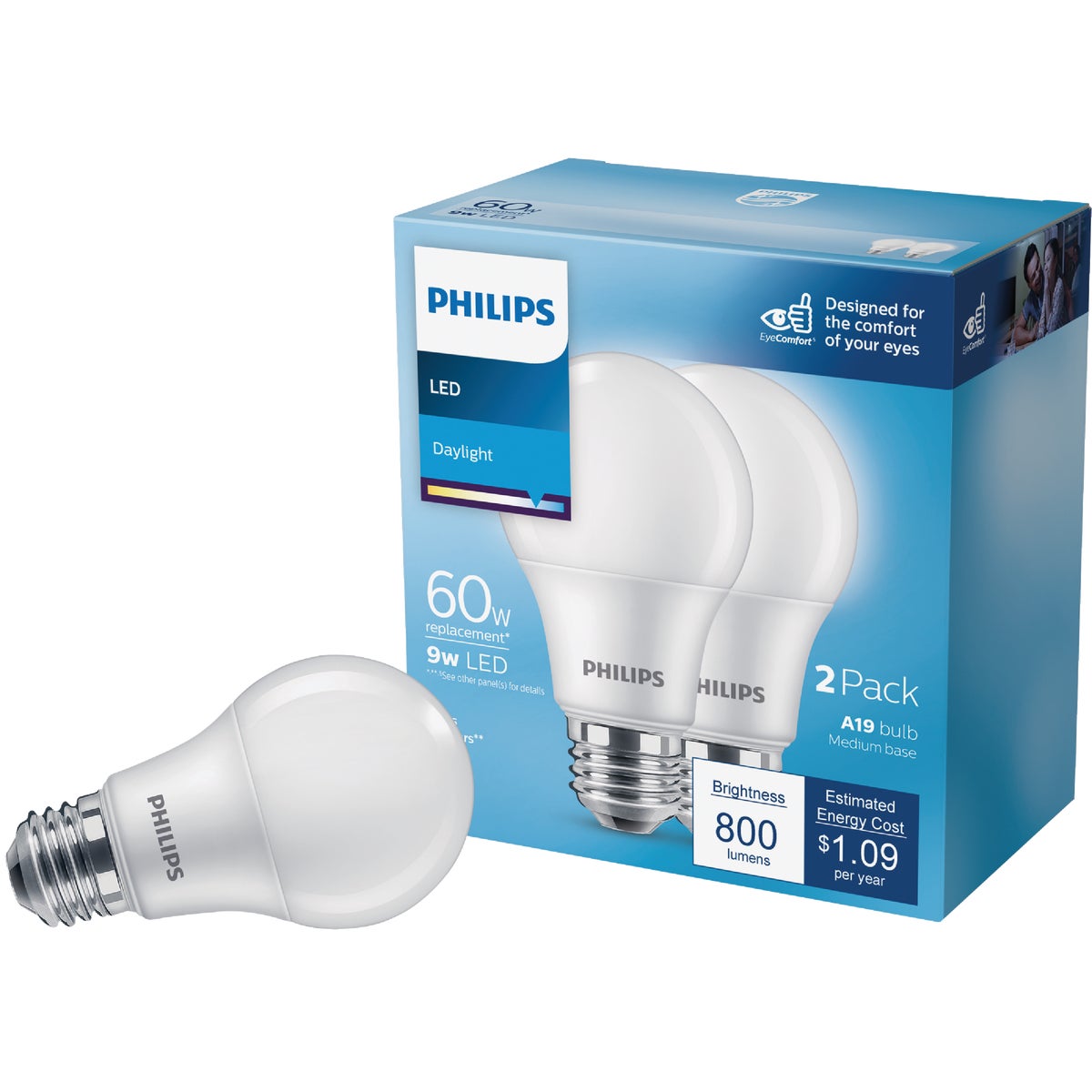 2PK 60W A19 DL LED BULB