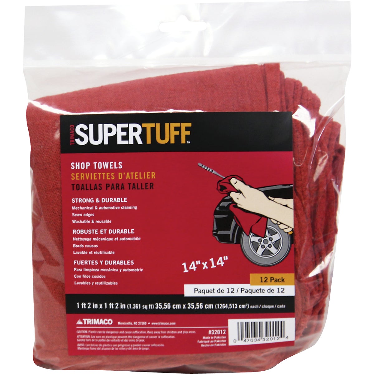 12PK RED SHOP TOWELS