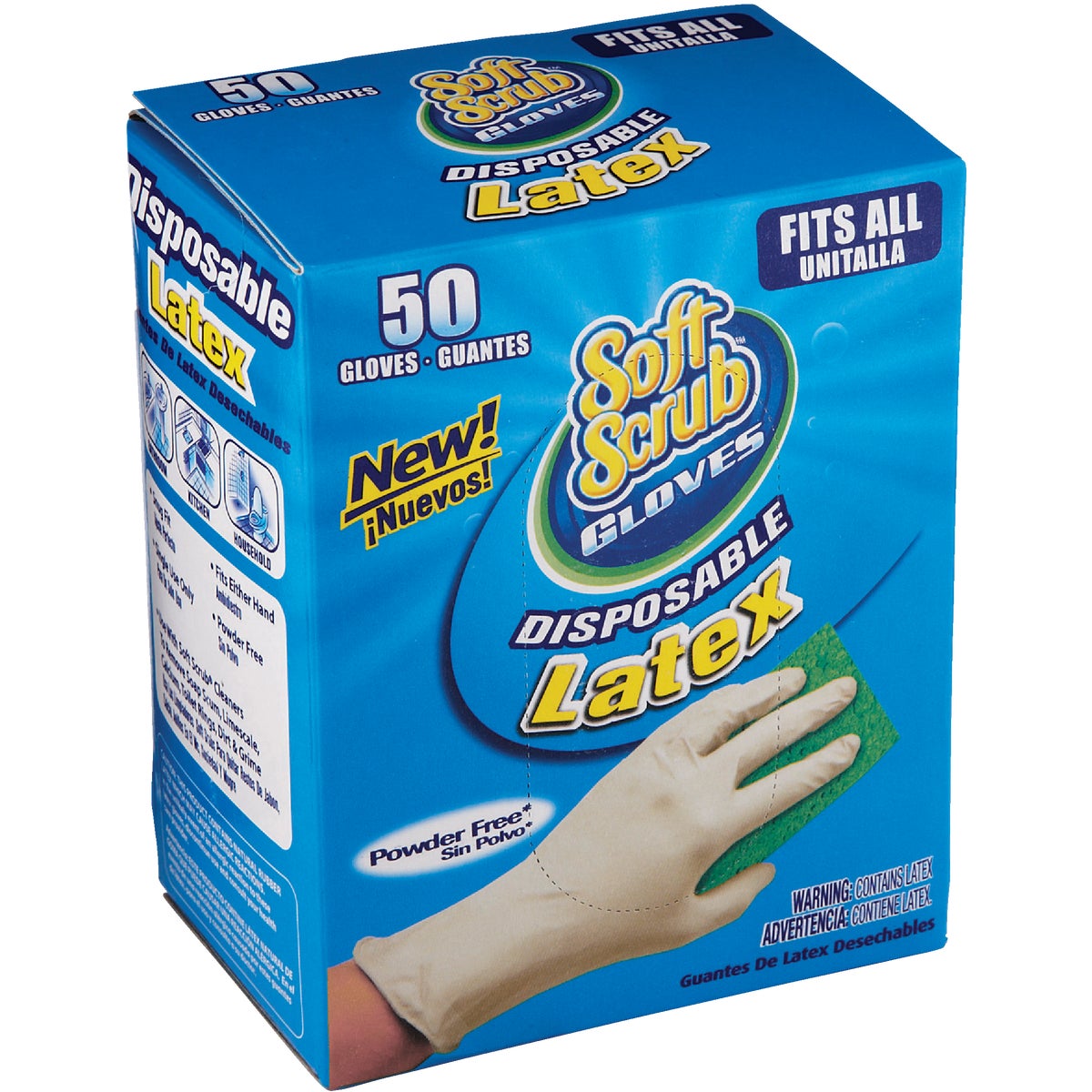 Soft Scrub 1 Size Fits All Latex Disposable Gloves