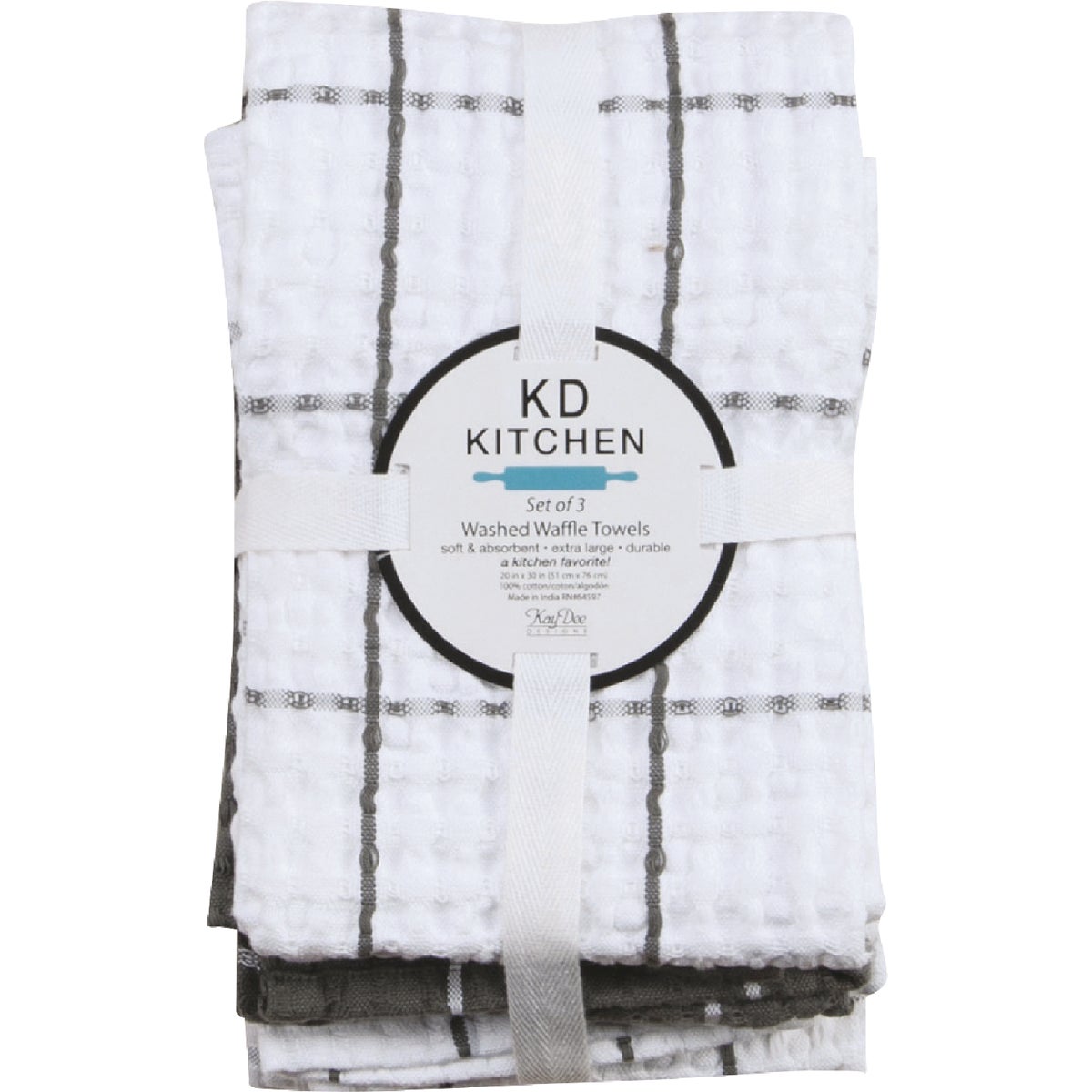 3PK GRAPHITE WFL TOWEL
