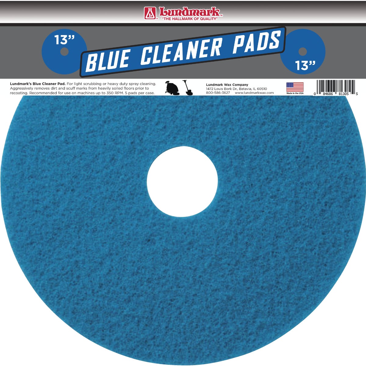 13" BLUE POLISH PAD