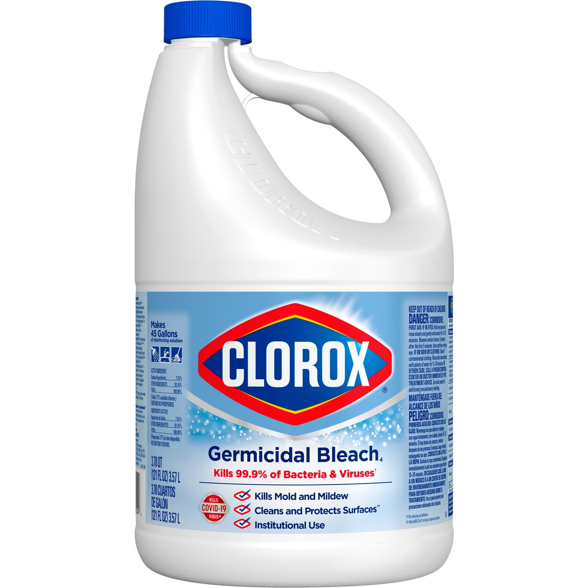 Clorox 121 Oz. Concentrated Germicidal Bleach. Clorox Germicidal Bleach Kills 99.9% Of Germs While It Eliminates Odors, Whitens, Disinfects And Kills Mold And Mildew On A Variety Of Surfaces.