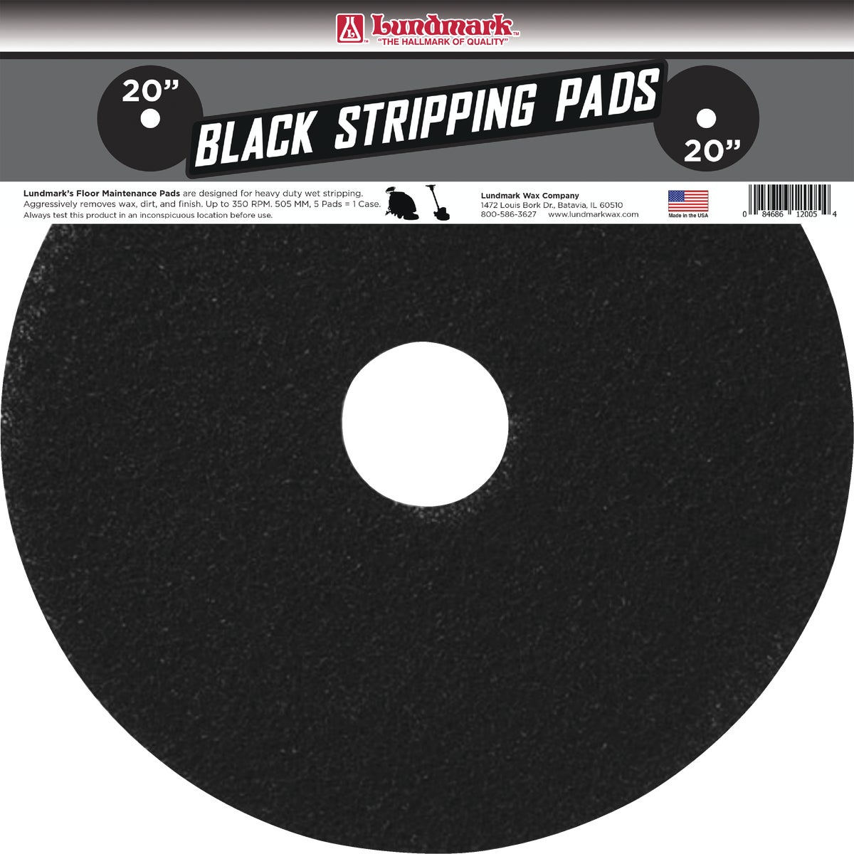 20" BLACK STRIPPING PAD