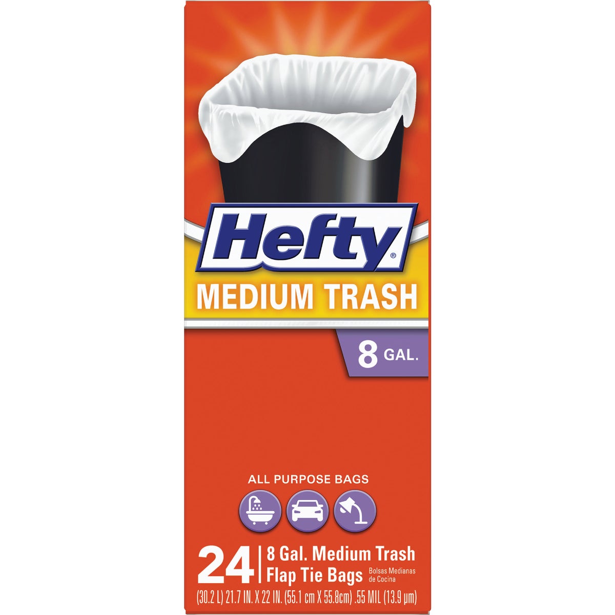 Hefty 8 Gal. Medium White Trash Bag (24-Count) 612509