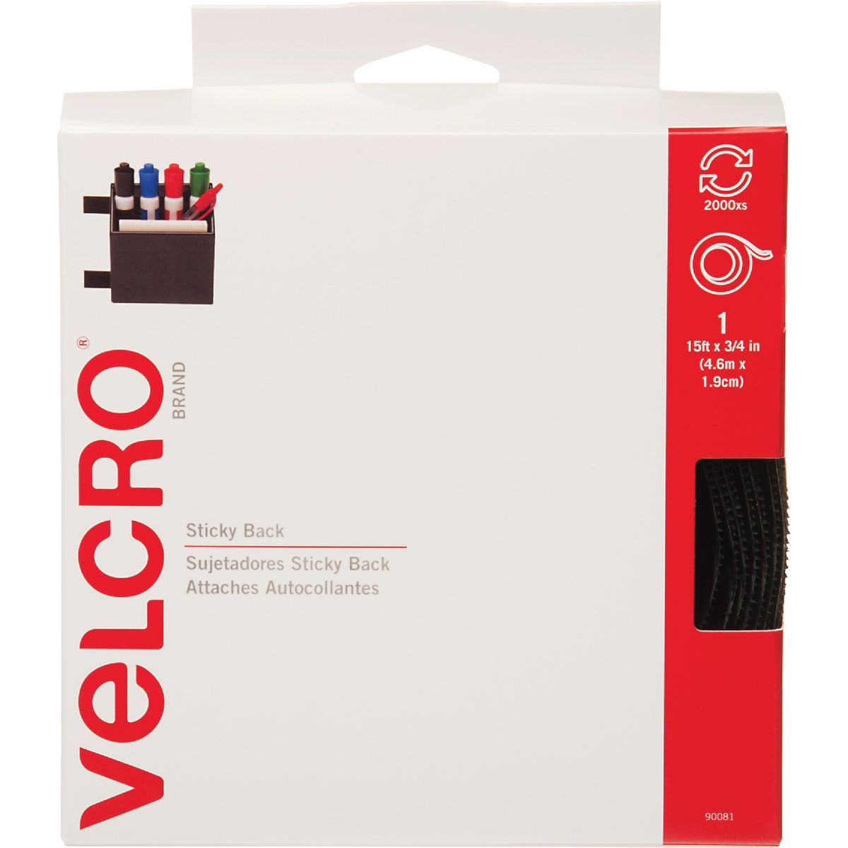 VELCRO Brand Sticky Back Reclosable Hook & Loop Roll 612553