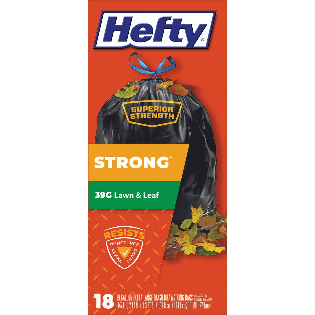Hefty 39 Gal. Black Extra Strong Lawn & Leaf Bag (18-Count) 614641