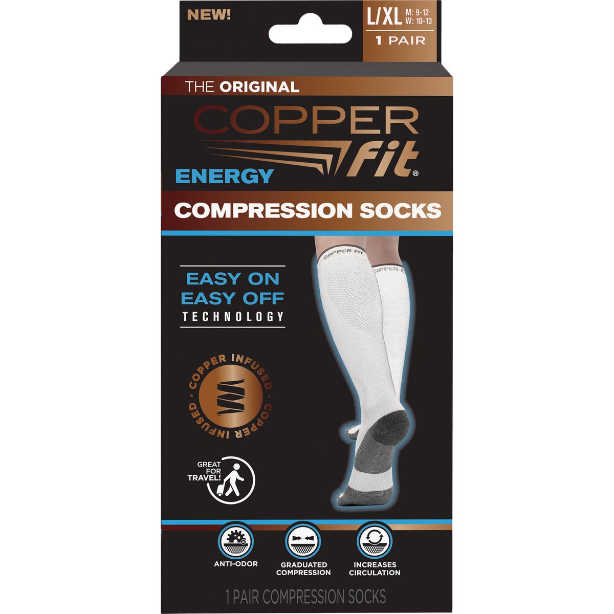 L/XL WHT COMPRESSN SOCK